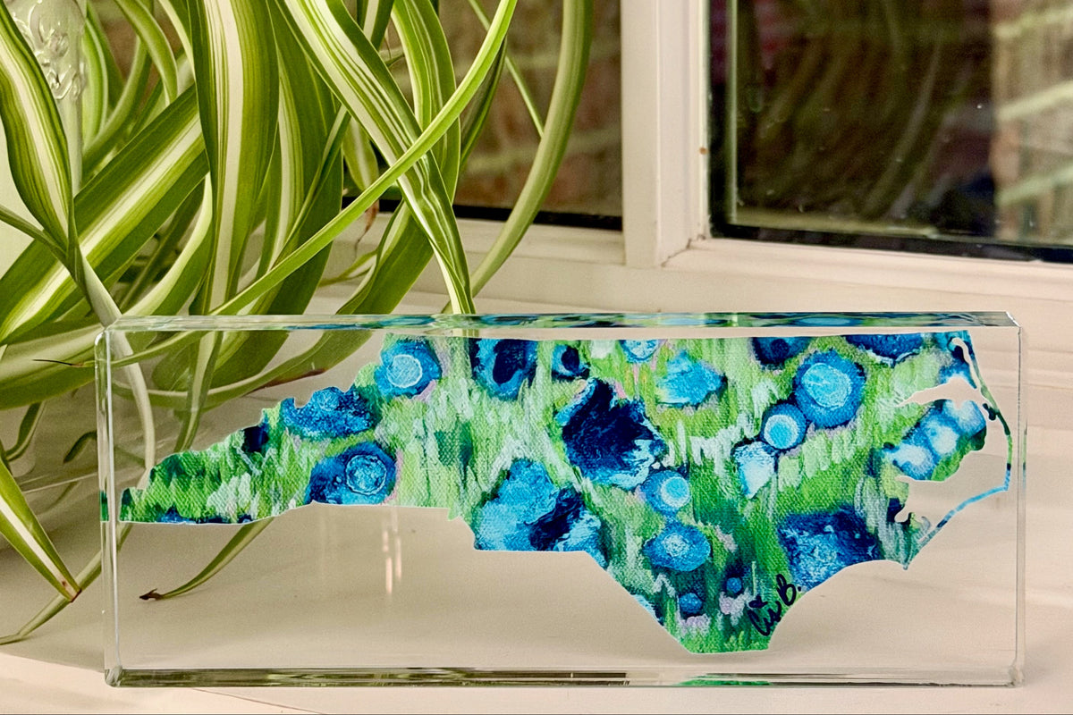 4" North Carolina Acrylic featuring my "Wild Blue Yonder" painting