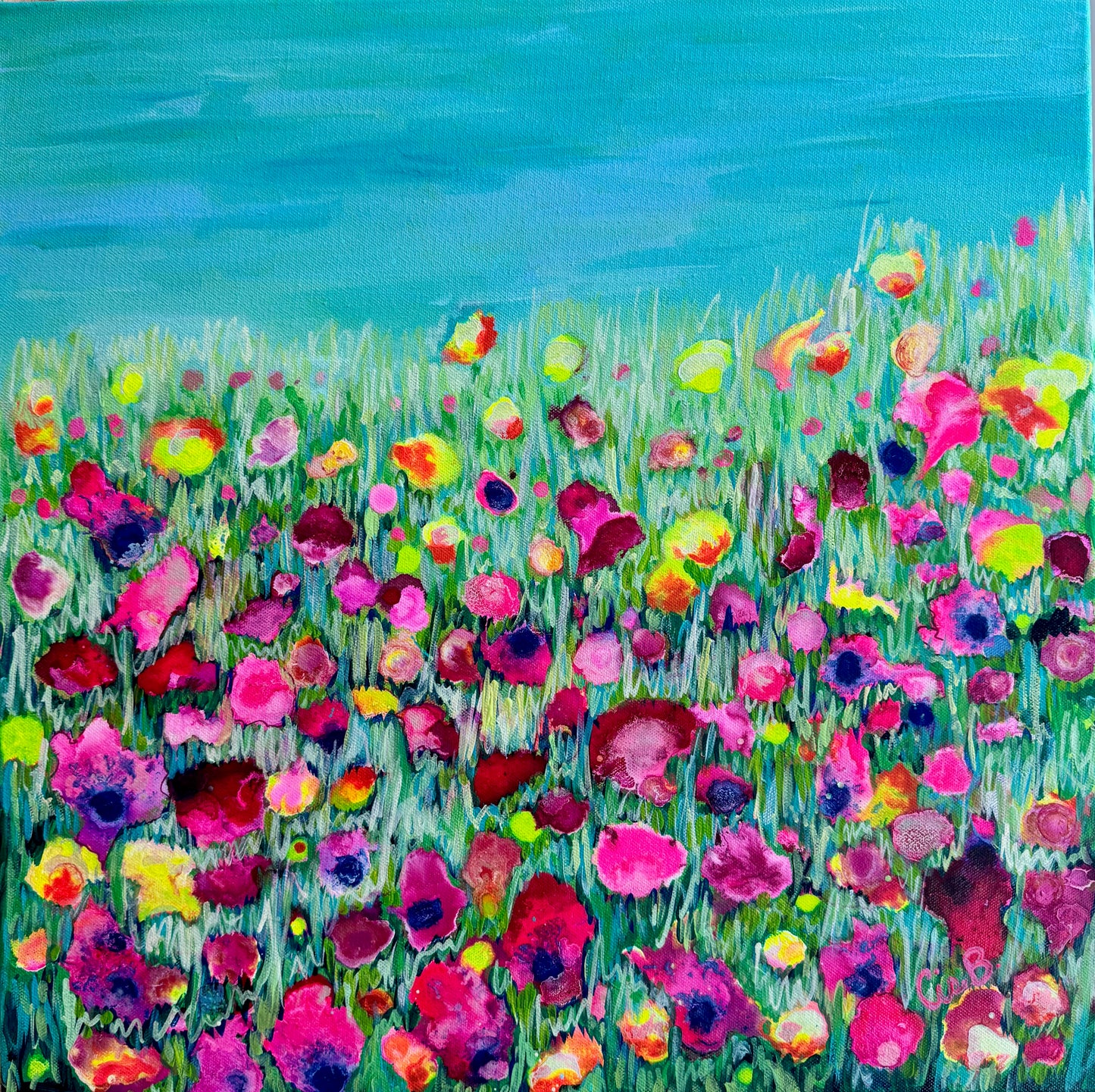 Coming Soon...Acrylic Heart "Rainbow Meadow" 6"