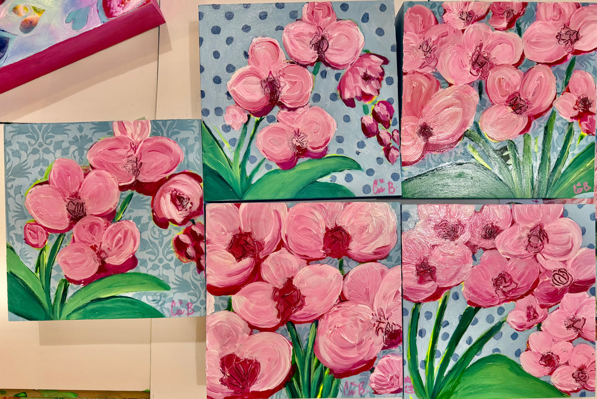 8" x 8" Orchid paintings