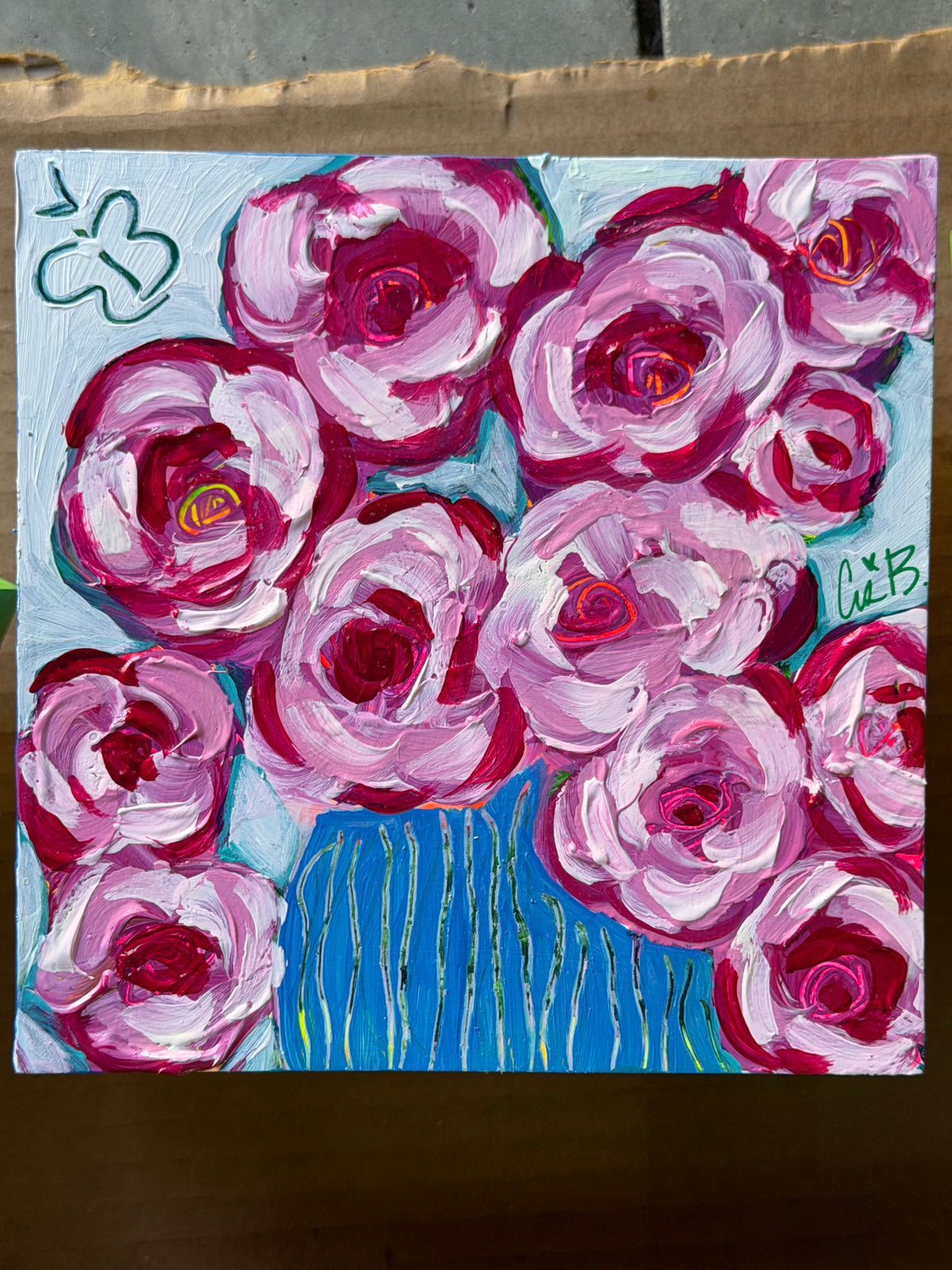 6" x 6" Bouquet paintings