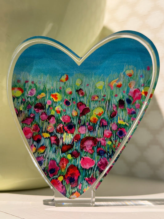 Acrylic Heart "Rainbow Meadow" 4"