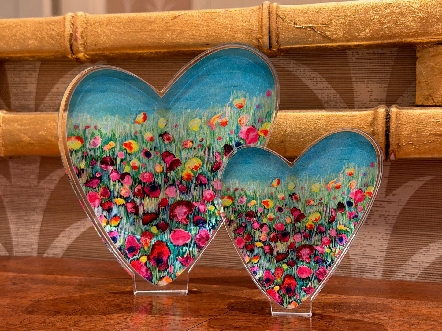 Acrylic Heart "Rainbow Meadow" 4"